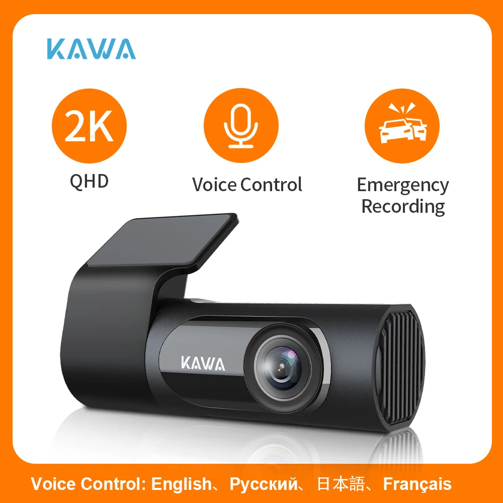 KAWA Car DVR D6 Dash Camera for Car 1440P Video Recorder EN RU FR JP Voice Control 24H Parking Mode App Control Night Vision 