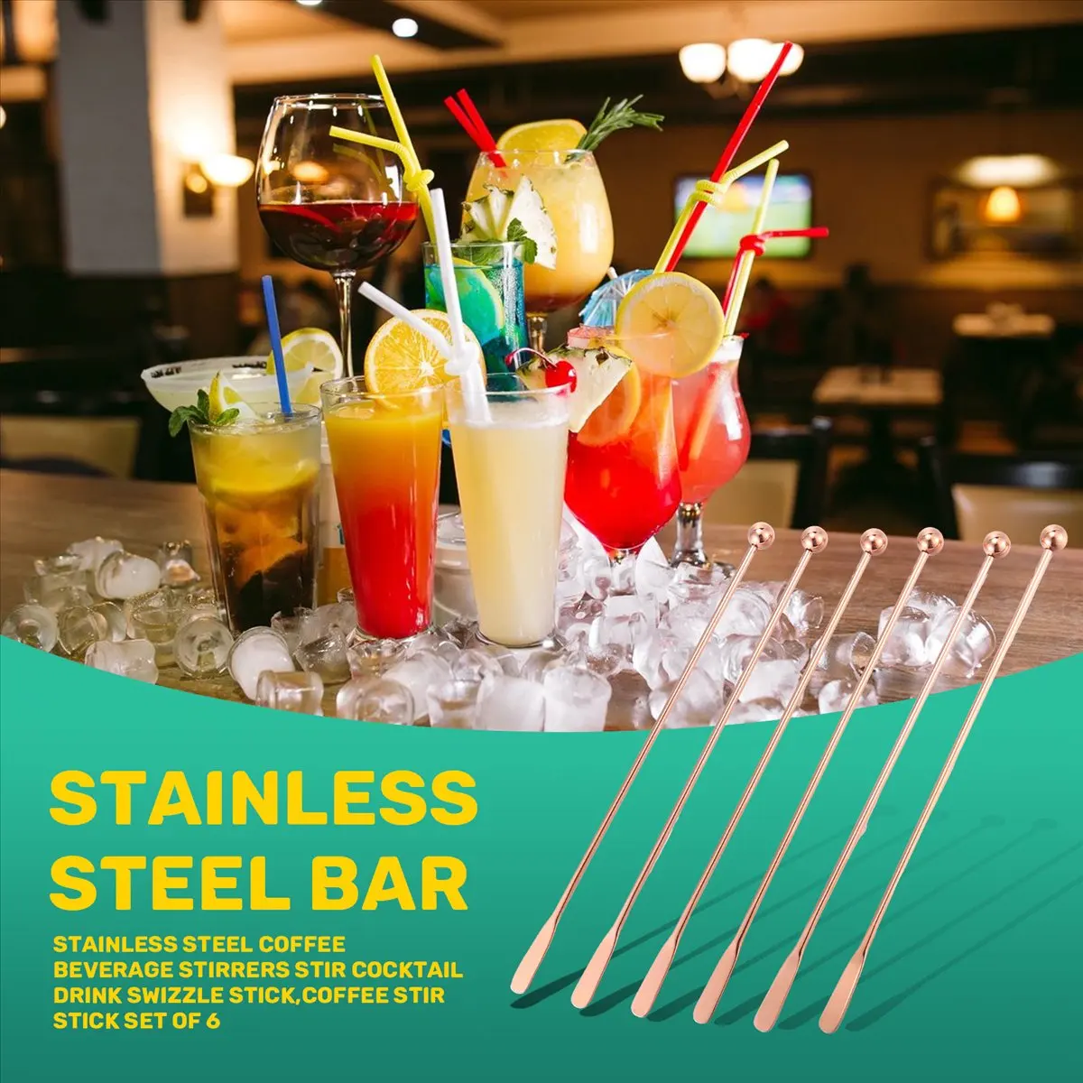 2026 Trend-Stainless Steel Coffee Beverage Stirrers Stir Cocktail Drink Swizzle Stick,Coffee Stir Stick Set Of 6