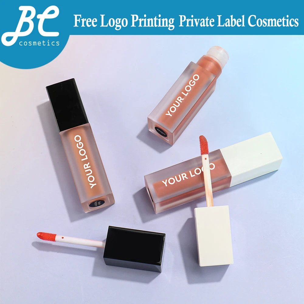 

Private Label Lipstick & Lip Gloss Square Tube with White & Black Caps Custom Color Long-lasting OEM Lip Beauty Products