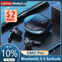 Lenovo-auriculares inalámbricos GM2 Pro con Bluetooth 5,3, cascos de baja latencia, modo Dual, llamada HD, con micrófono, GM2Pro