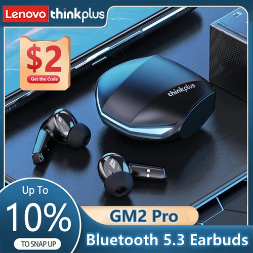 Lenovo-auriculares inalámbricos GM2 Pro con Bluetooth 5,3, cascos de baja latencia, modo Dual, llamada HD, con micrófono, GM2Pro