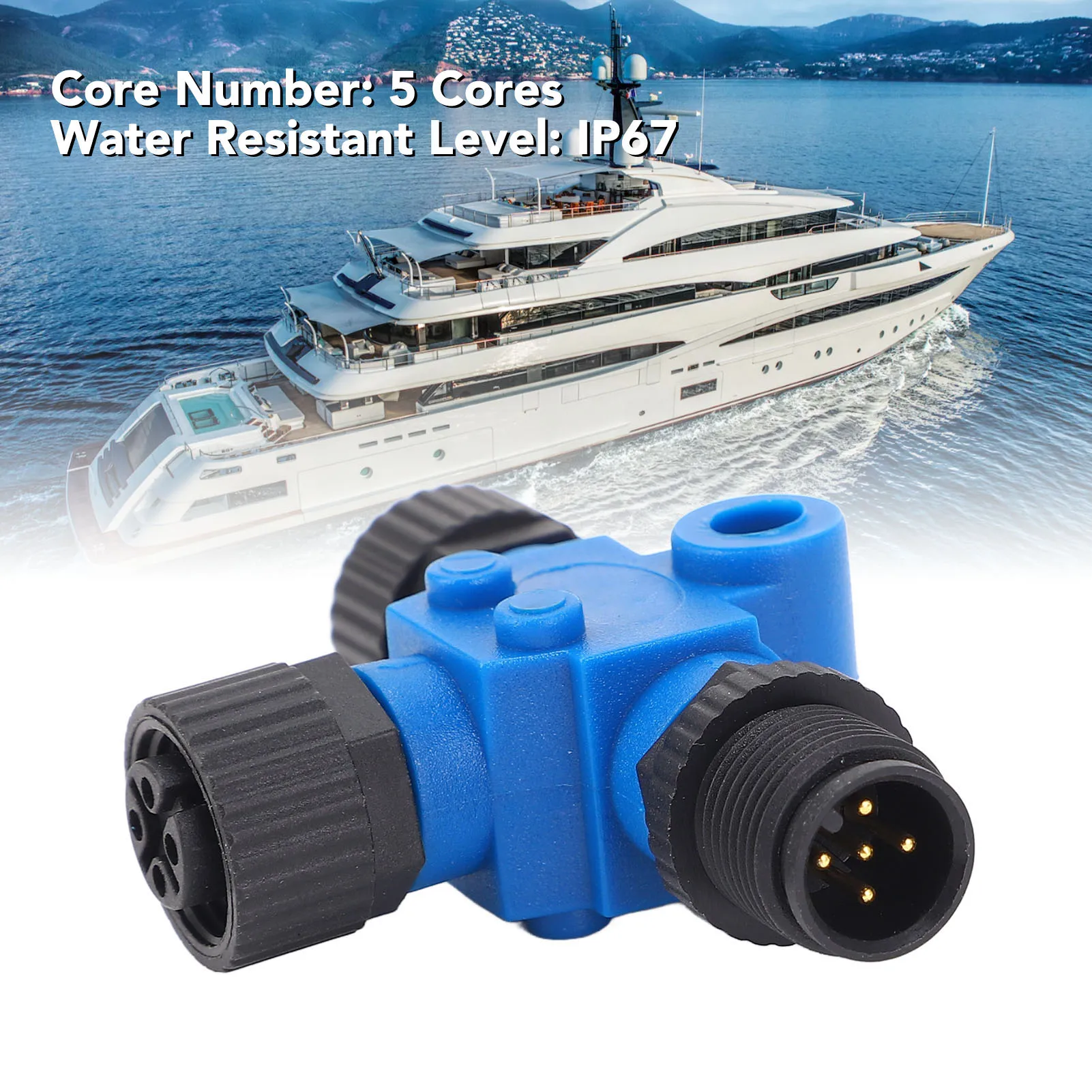 

For NMEA 2000 Boats Marine T Connector M12 5 Pin IP67 Water Resistant Backbone Cable Tee Terminator for Lowrance Networks