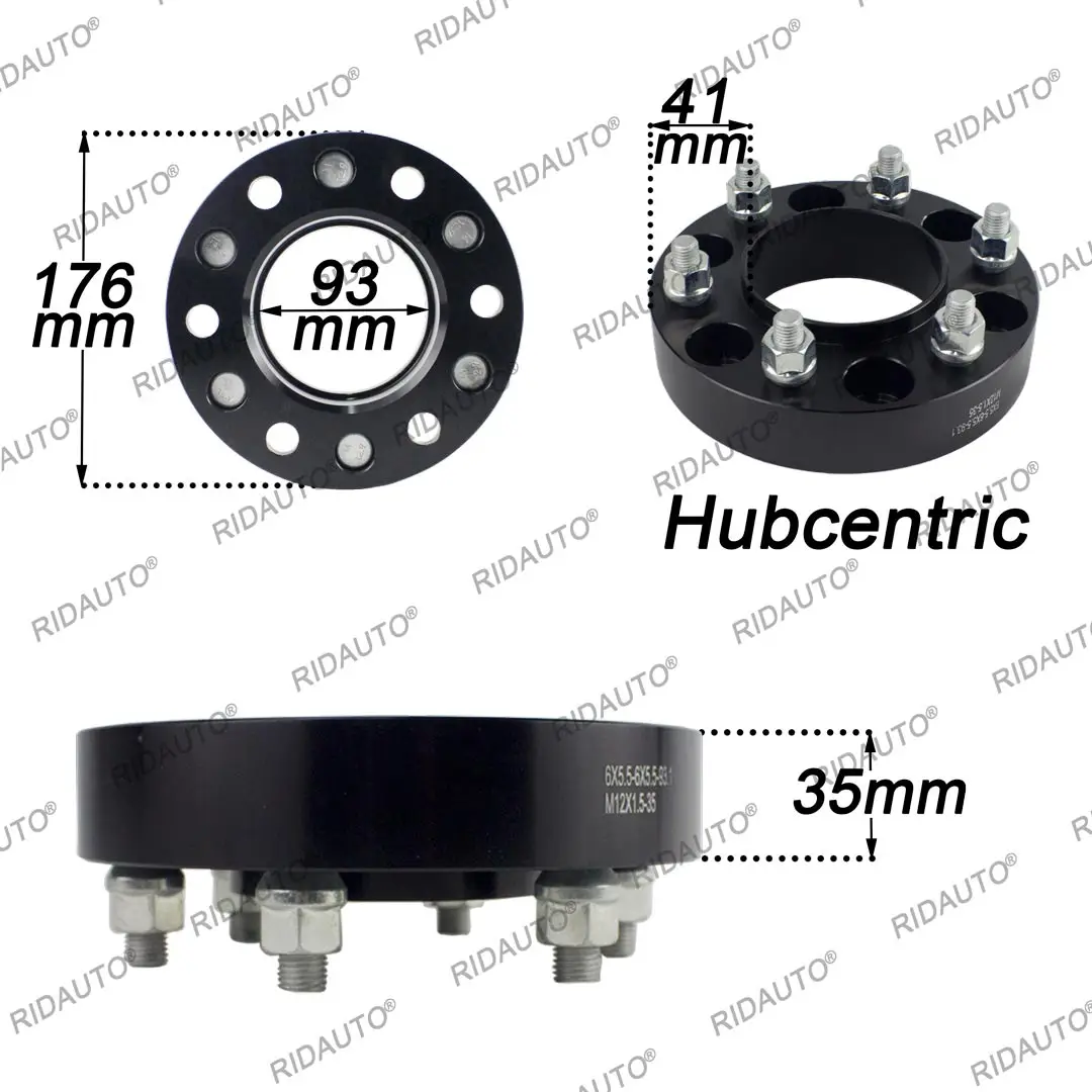 35mm Spacer Kit Wheel Spacers 6x139.7 CB 93.1mm M12x1.5 With Nuts Hubcentric Adapter 6 Lug For MAZDA BT50 EVEREST FORD RANGER