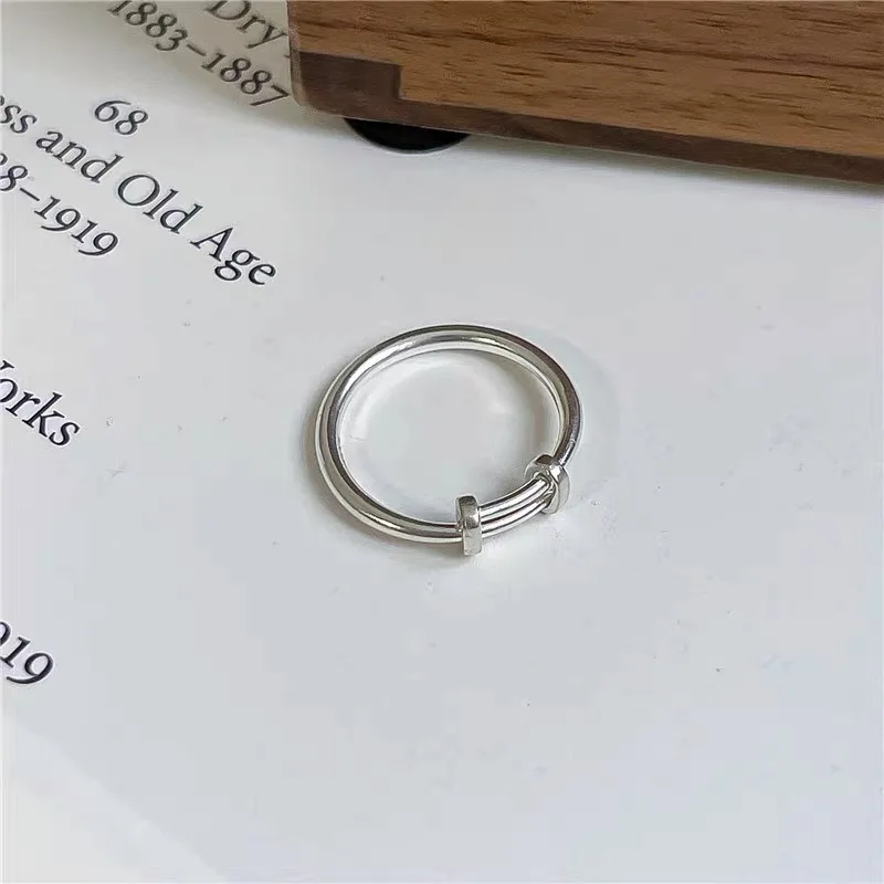 Women's Adjustable 925 Sterling Silver Geometric Vintage Ring, Handmade