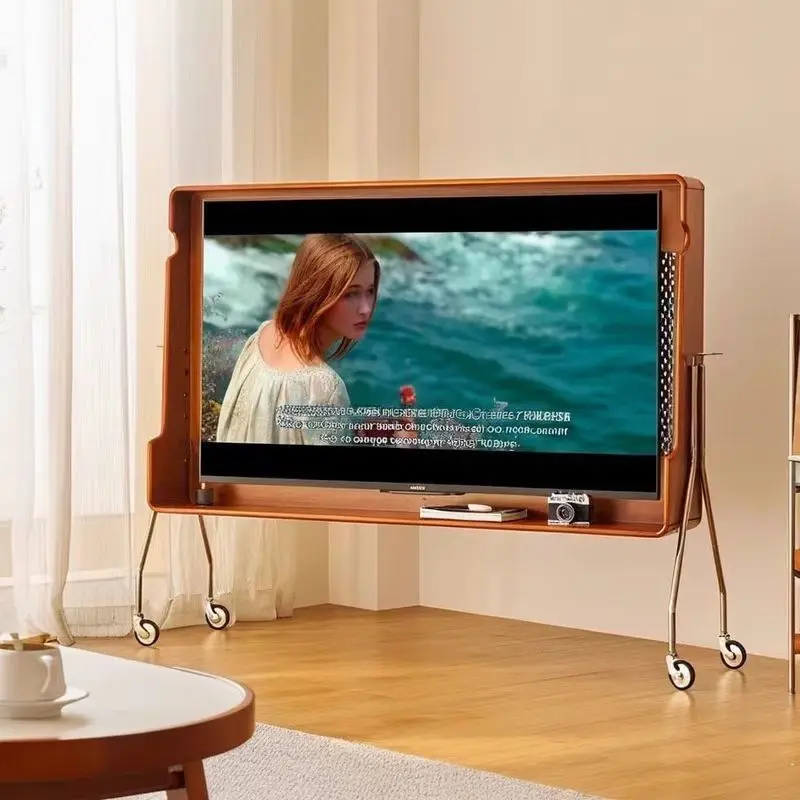 Removable TV bracket, retro small apartment, lying solid wood TV cabinet, ancient style