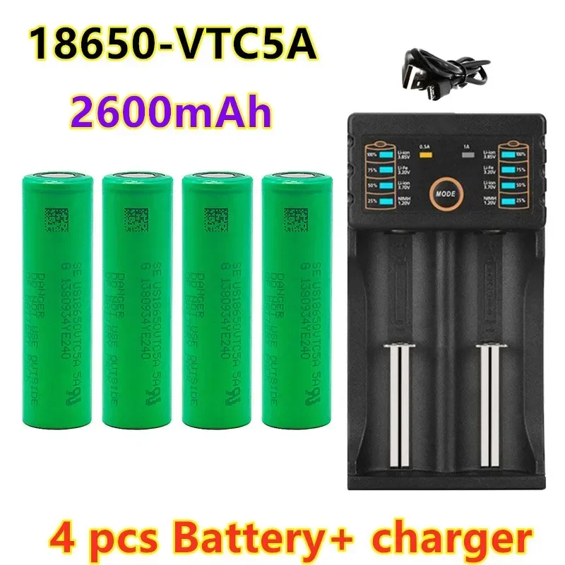 100% Original 18650 3.7V 2600mAh Li ion Battery For SONY US18650 VTC5A 2600mAh  +1pcs Battery Charger