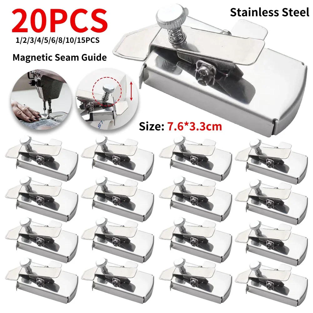 

1-20pcs Magnetic Seam Guide Universal Seam Guide Multifunctional Magnet Gauge Sewing Tool Edge Locator Presser Foot Hem Guides