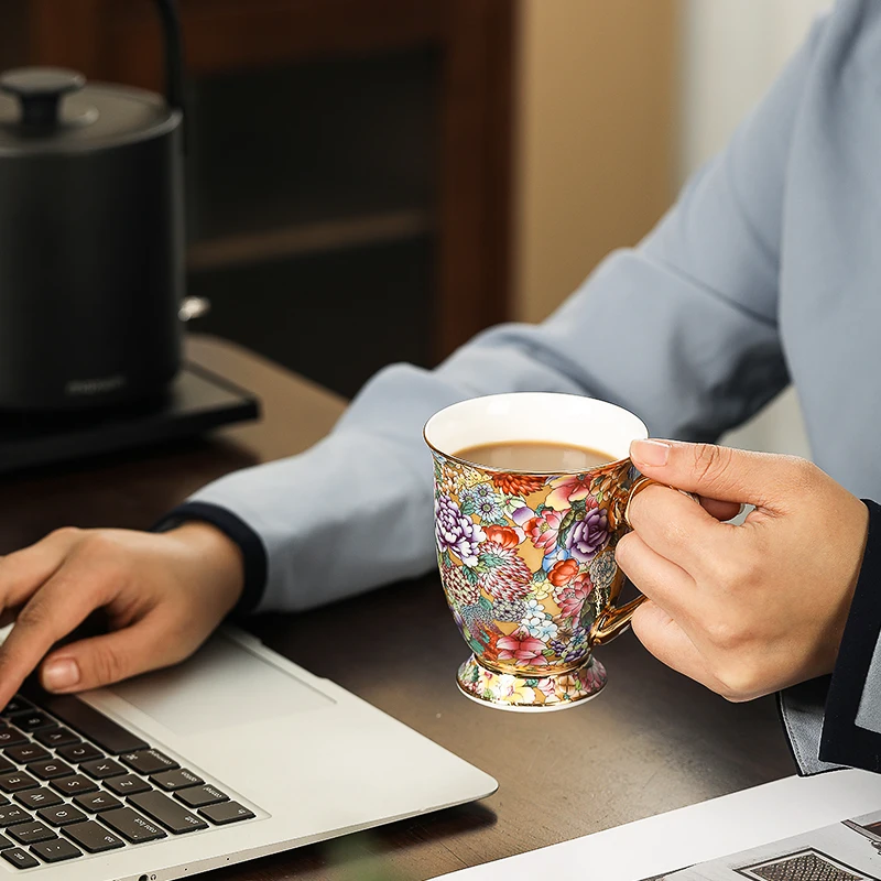 Imagem -03 - Copo de Café Requintado Jingdezhen Xícara de Café Cerâmica Copo de Chá Pessoal para as Mulheres Osso China Cor Esmalte de Alta Qualidade