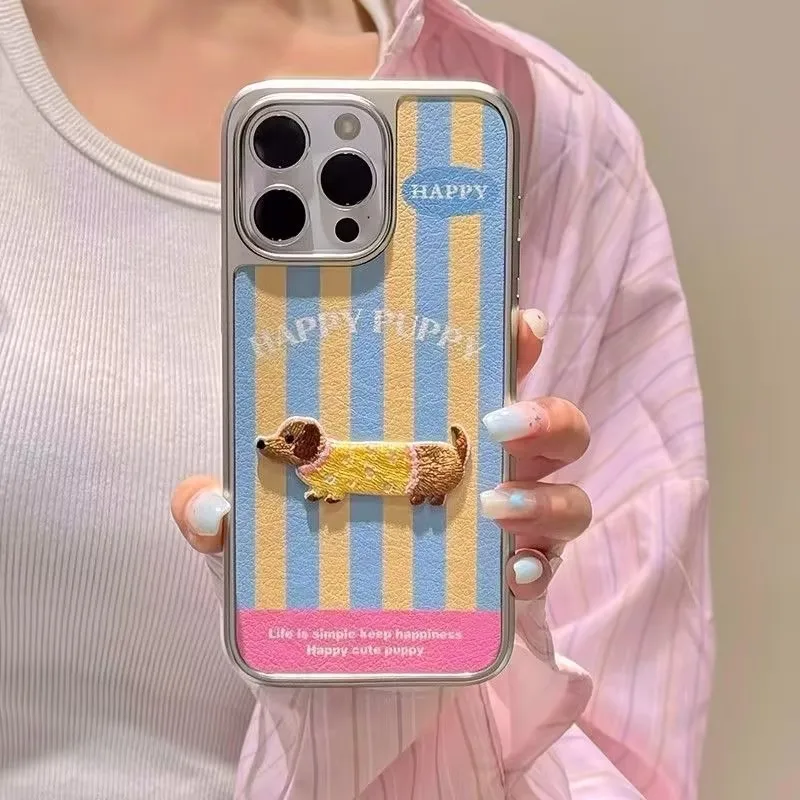 Case Compatible for IPhone 7Plus 13 12 15 11 14 16 Pro Max XR X XS Max 16 15 7 8 Plus Cartoon Creative Dachshund Cute Puppy Case