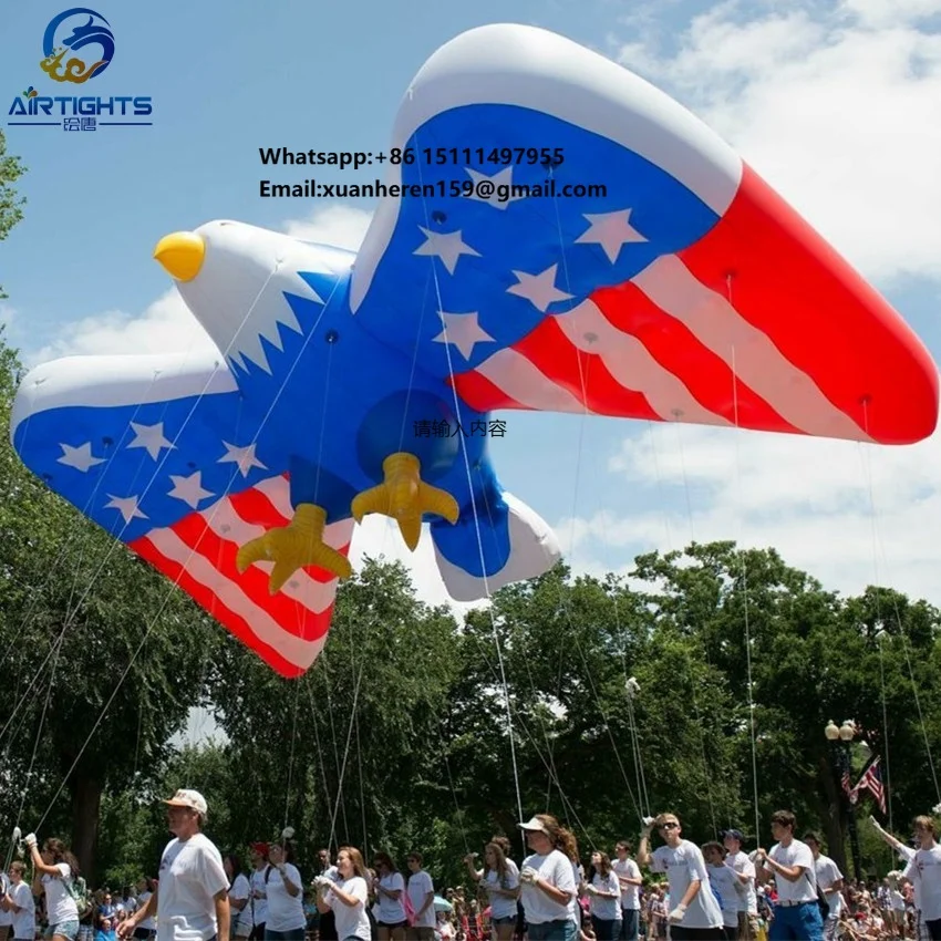 Floating Inflatable Eagle Balloon Custom Big Helium Balloon with Flag Printing