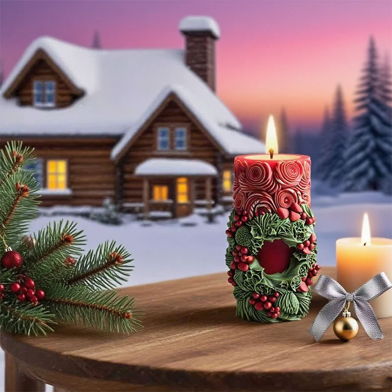 

Christmas Wreath Candle Silicone Mold DIY Christmas Candle Making Festive Holiday Decor Mold Candle Craft Handmade Xmas Mold