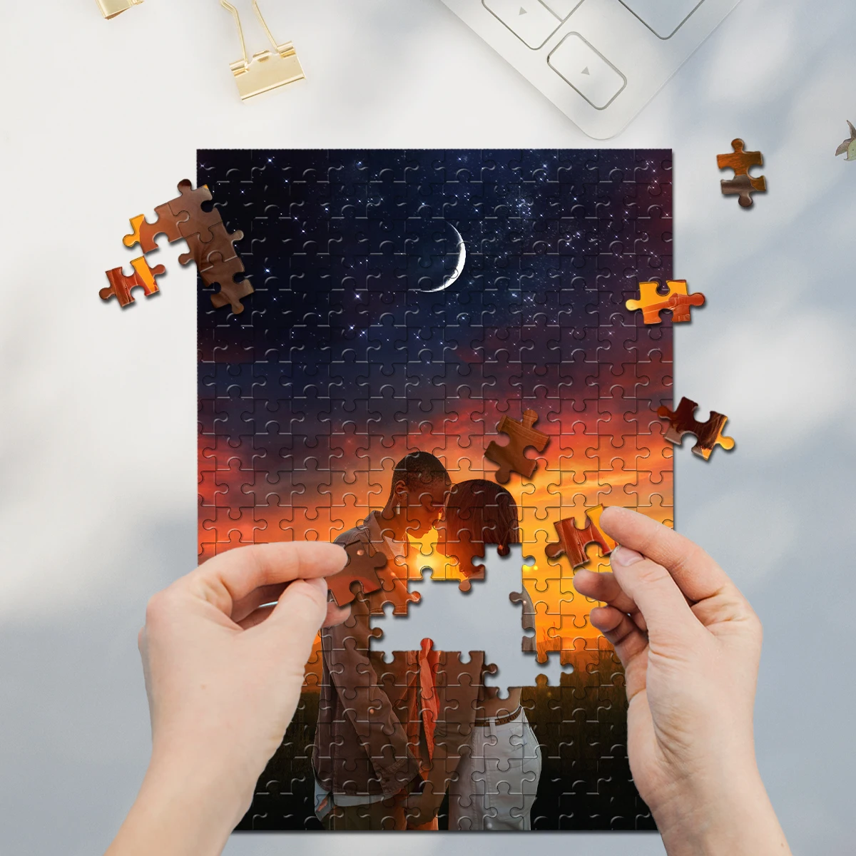 35/300/500/1028pcs Personalized Custom Photo Puzzle couple DIY Photo Puzzle Portrait Personalized Birthday Gift Special Occasion