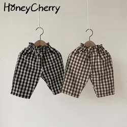 HoneyCherry New Plaid Cotton Casual Pants Children Trousers Baby Boy Pants