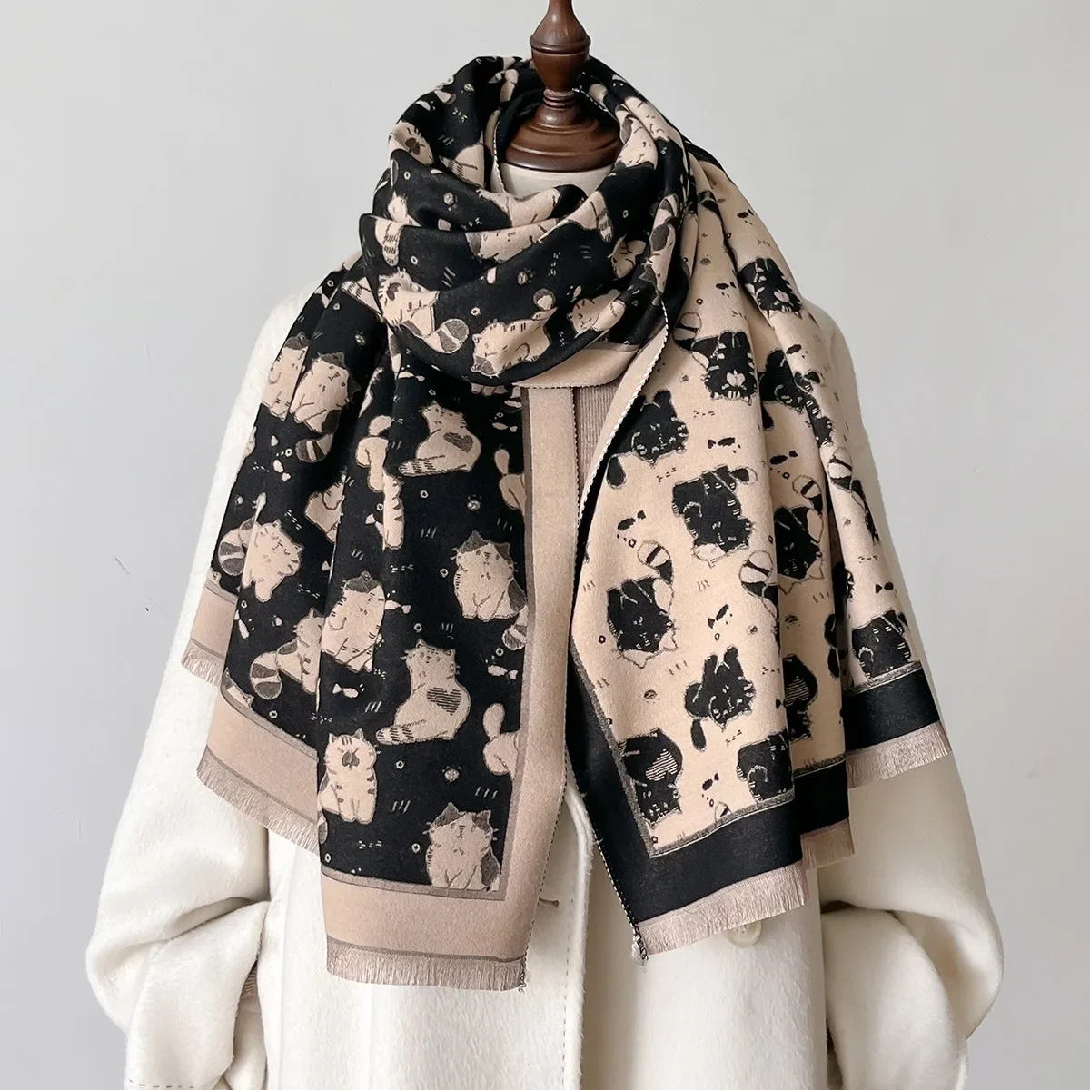 Animal Print Winter Scarf Women Cashmere Pashmina Shawls and Wraps Lady Thick Warm Blanket Female Bufanda Echarpe Mujer Stoles