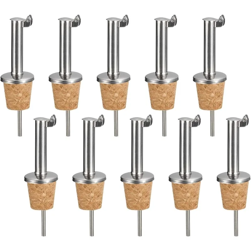 Edelstahl-Flaschenausgießer, automatisch umklappbarer Olivenöl-Ausgießer, Weinflaschenstopper im Kork-Design, für Porenflüssigkeit, Olivenöl, Wein – Detail 7