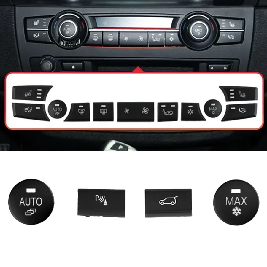 

1x Dashboard Fan Volume Radar Button AC Vent Grille Rear Trunk Switch Start Stop Key Cover Replacement For BMW X5 X6 E70 E71 E72