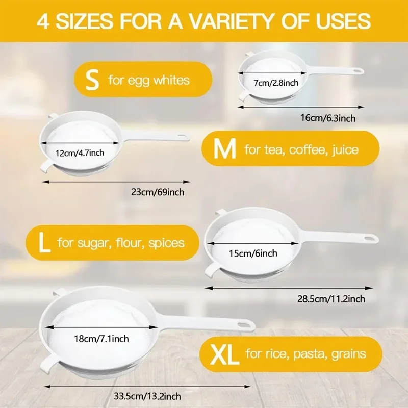 Kitchen Nut Milk Filter Plastic Fine Mesh Spoon Strainer Flour Sieve With Handle Soy Milk Coffee Filter Colanders Kitchen Tools