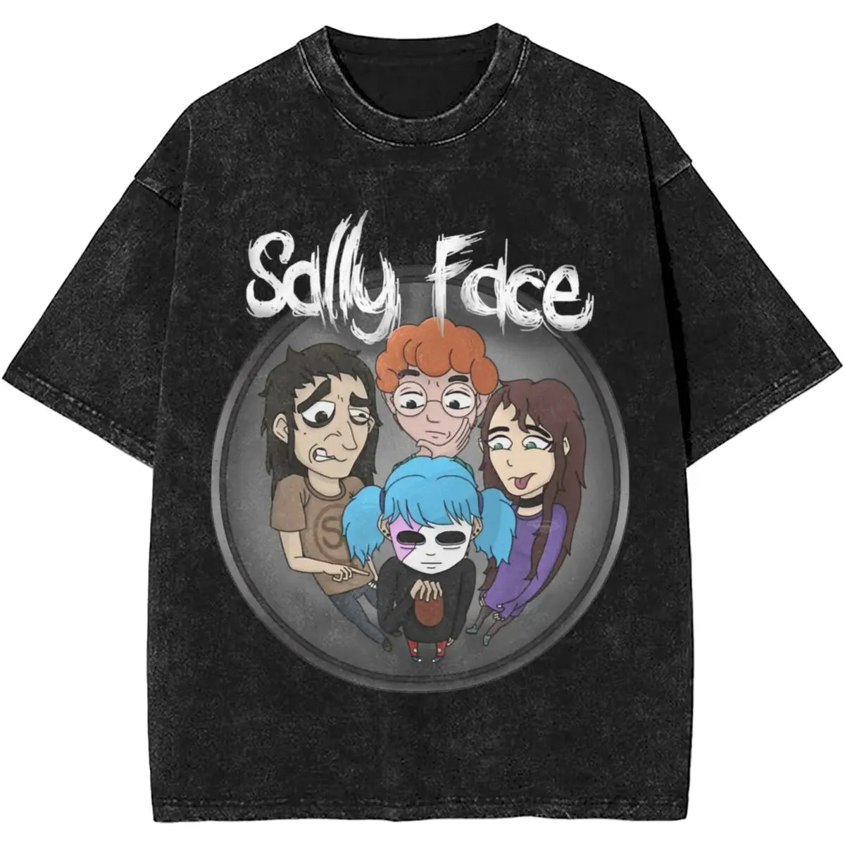 Sallyface Sal Fisher Washed T Shirt Streetwear Hip Hop Novelty T-Shirt Sally Face Tee Shirt for Men Women 100% Cotton Summer