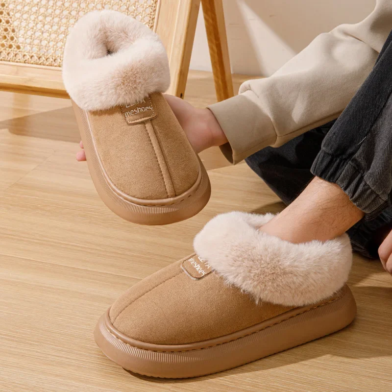 Damen Baumwoll pantoffeln Winter Plüsch flauschig neues Paar Indoor dicke Sohle Plattform bequeme Anti-Rutsch-Herren Baumwoll schuhe