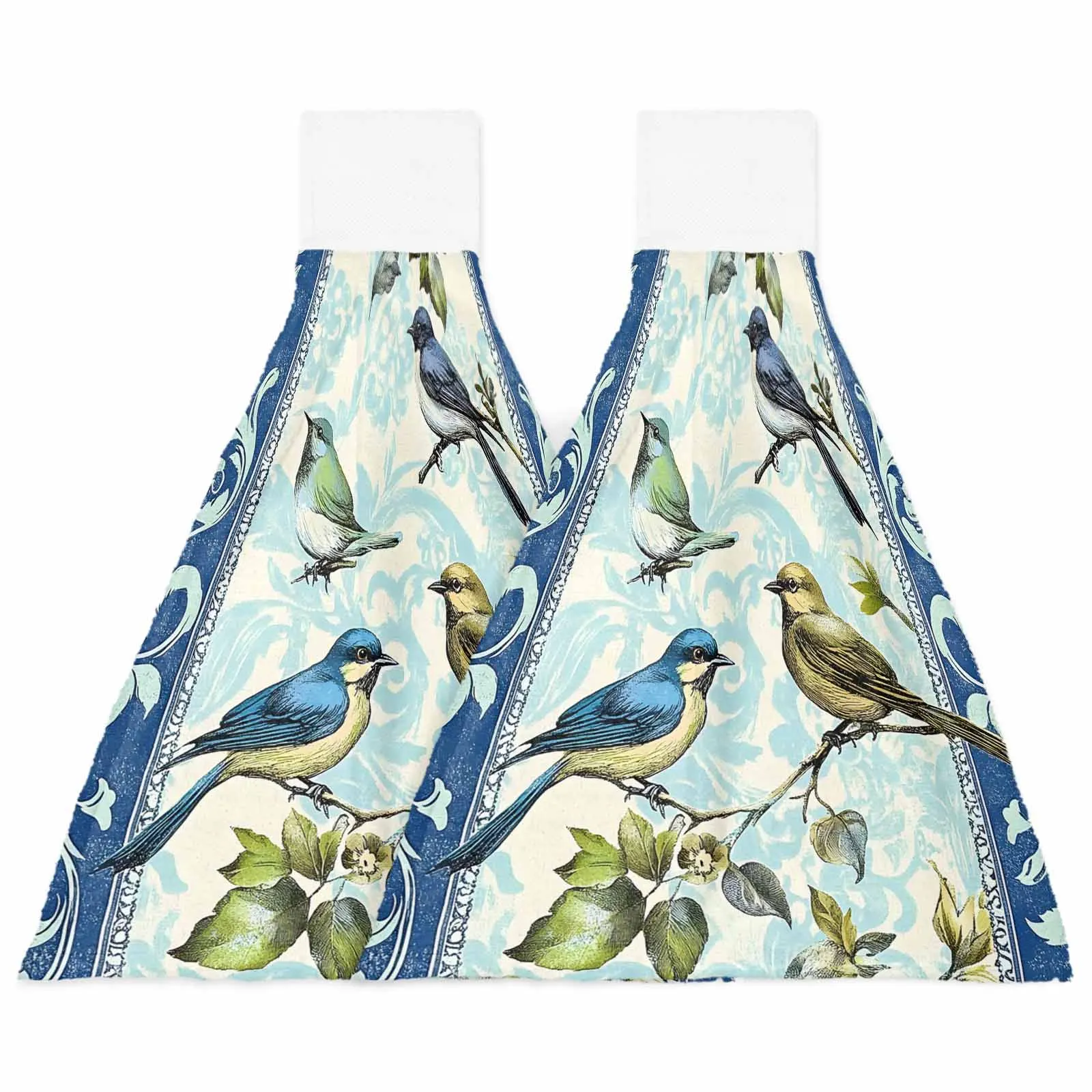 

Vintage Bird Leaf Branch Custom Wipe Hand Towel Absorbent Hanging Towels Home Kitchen Wipe Dishcloths Bathroom Bath Wipe