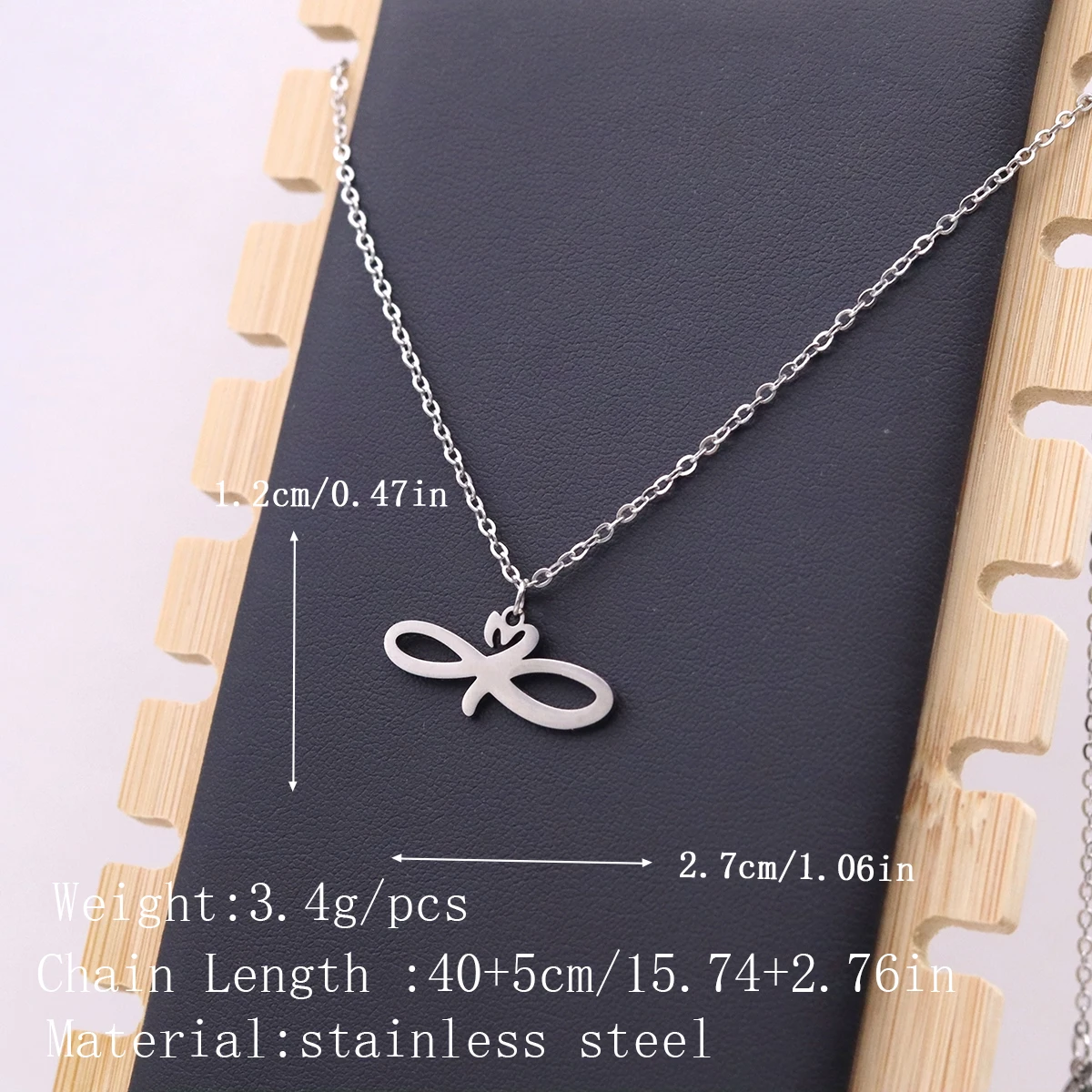 Kinitial Fashion Infinity Heart Shaped Necklace Charm Eternal Love Symbol Stainless Steel Pendant Necklace Birthday Gift