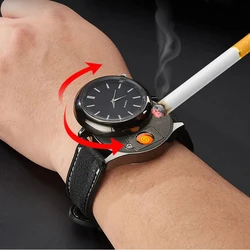 Hot Electric USB Charging Tungsten Wire Coil Metal Watch Lighter Flameless Outdoor Windproof Barbecue Candle Lighter Men's Gifts