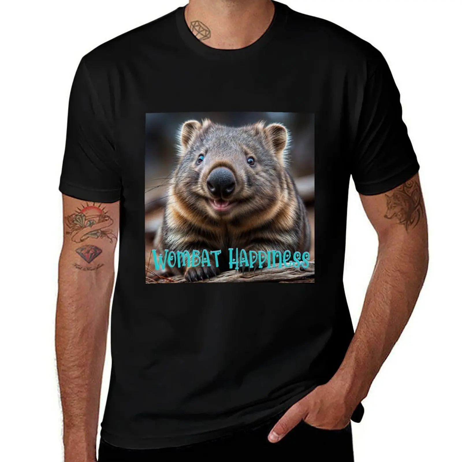 Wombat Happiness T-Shirt tops Short sleeve tee shirts graphic tee customs design your own t shirts for men pack