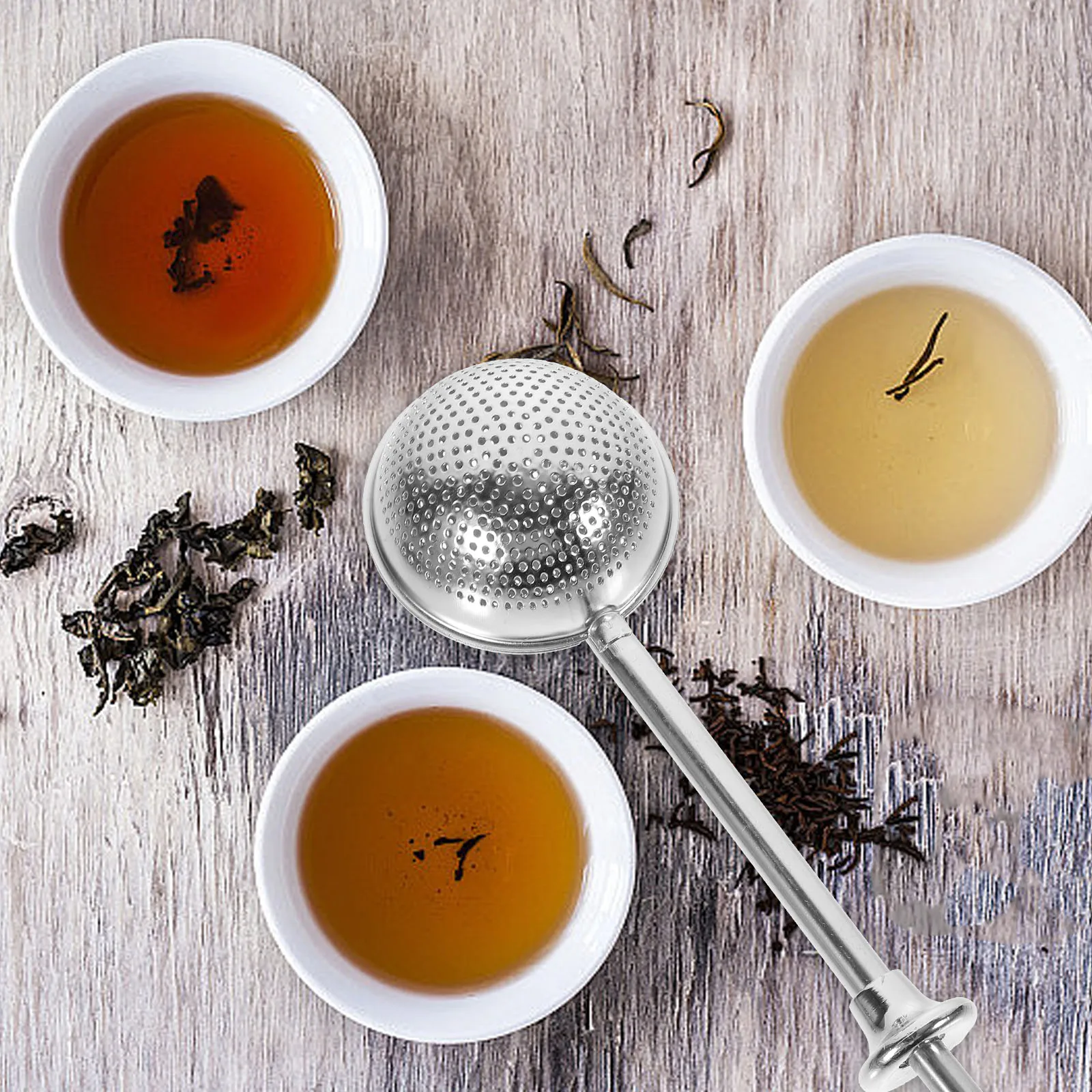 

2pcs 304 Stainless Steel Infusers Retractable Spring Handle One Hand Push Pull Design For Home Restaurant Tea Use Tea Ball