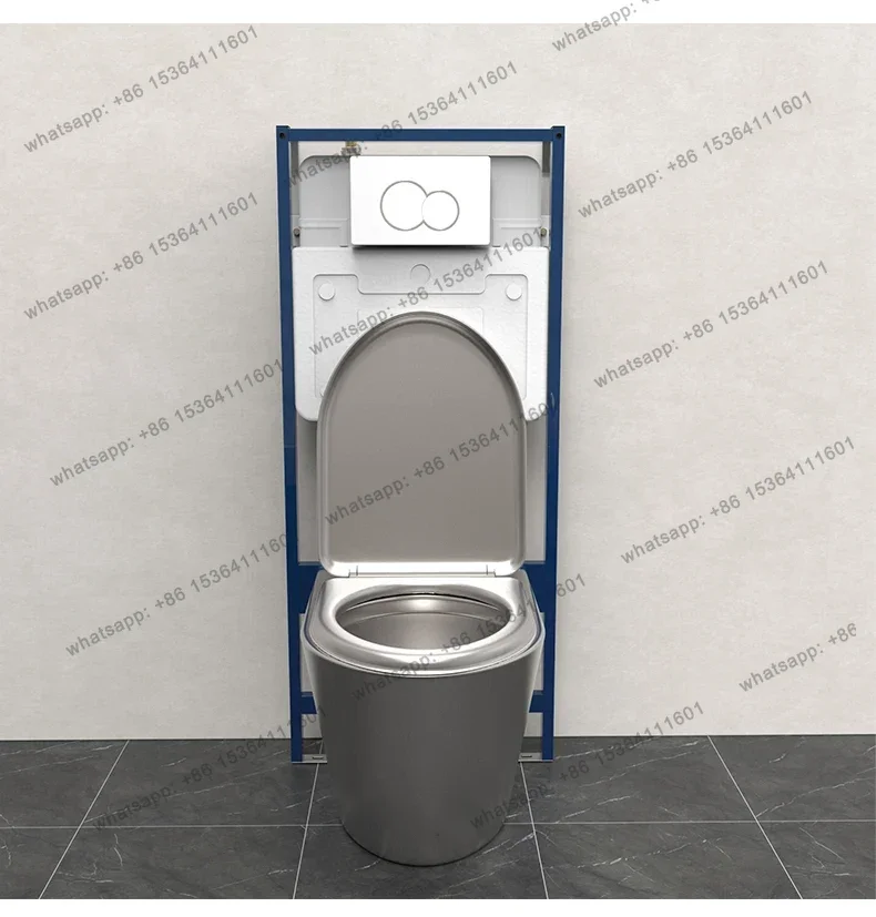 Hidden water tank wall-mounted toilet 304 stainless steel embedded stainless steel toilet