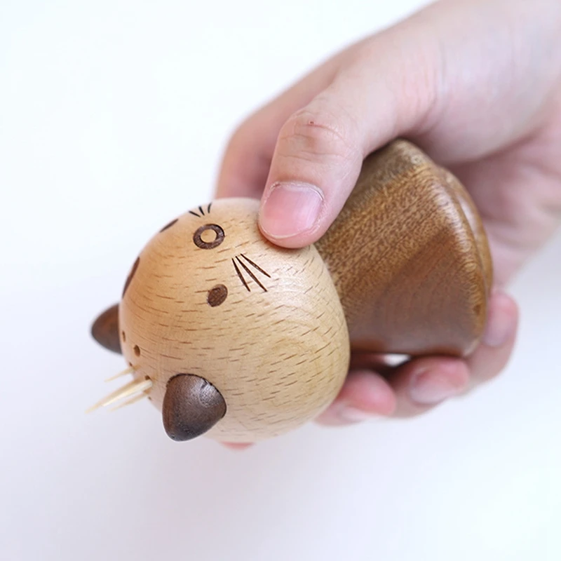 Creative Toothpick Holder Mini Household Storage Container Walnut Beech Wood Craft Gift Solid Wood Toothpick Box