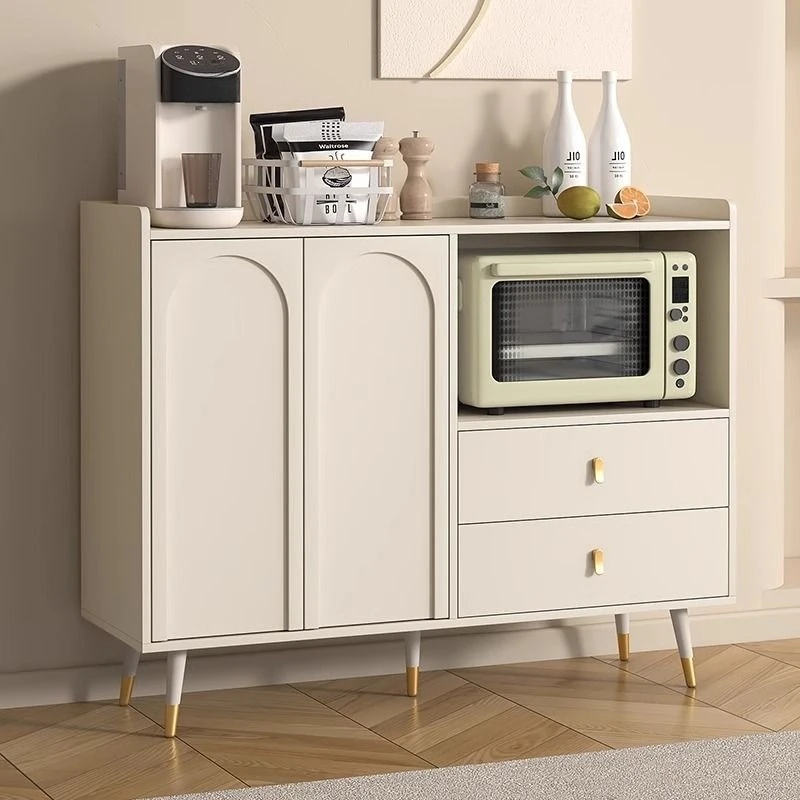 Slate dining side cabinet Cream wind kitchen table Microwave oven Shelf bowl