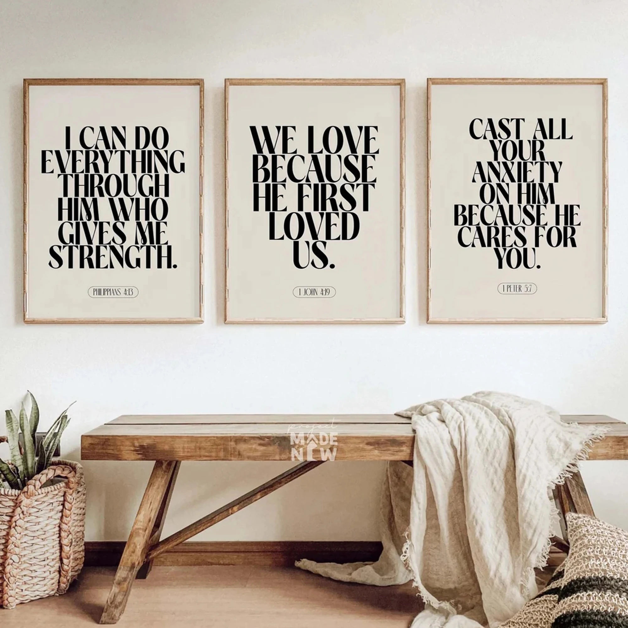3pcs frameless Canvas Painting Modern Bible Verses Minimalist Scripture Wall Art Print Canvas Painting Poster Picture For Living