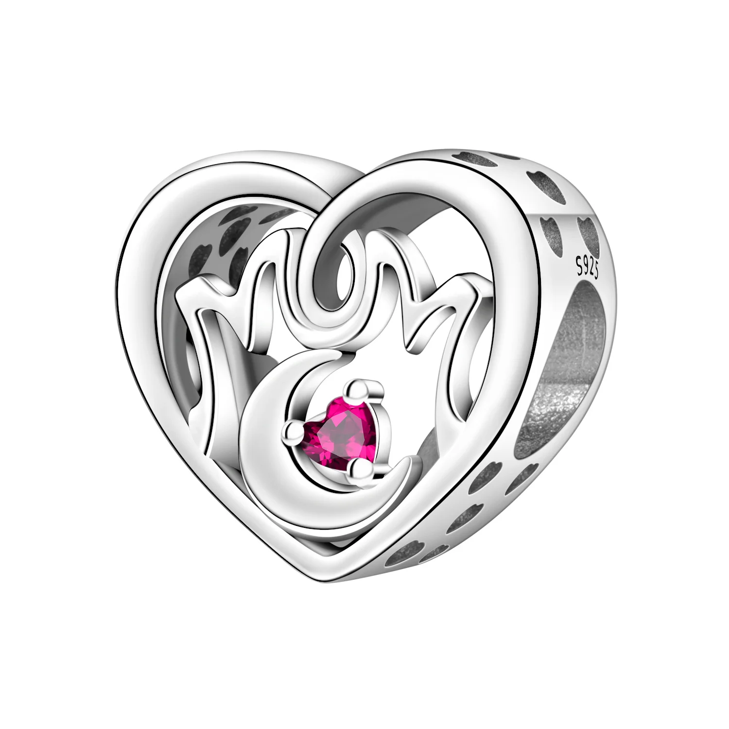 CYCUFF 925 Sterling Silber Love MOM Herz-Mond-Anhänger Armband Halskette Charms Passend für Schmuck Party Perlen DIY Edle Geschenke