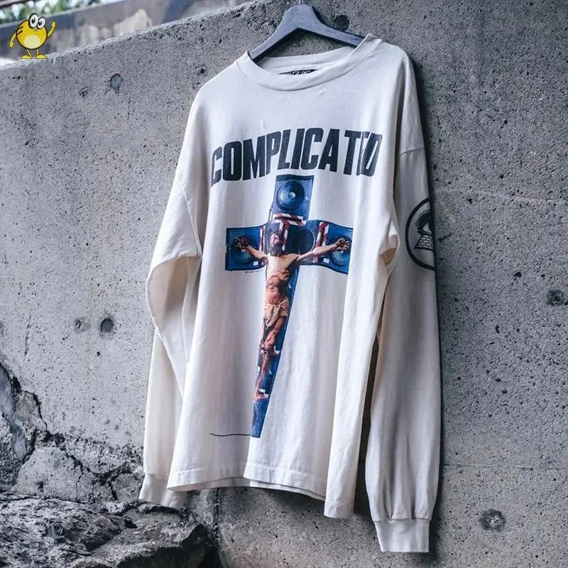 

SAINT Long Sleeve Tees Best Quality Vintage Streetwear Round Neck Classic All-match Casual Couple T Shirt