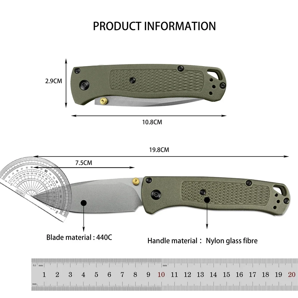 BM 535 Pocket Folding Knife Steel Blade Nylon Fiberglass Handle EDC Classic Flip Knife Self Defense Tactical Military Tools