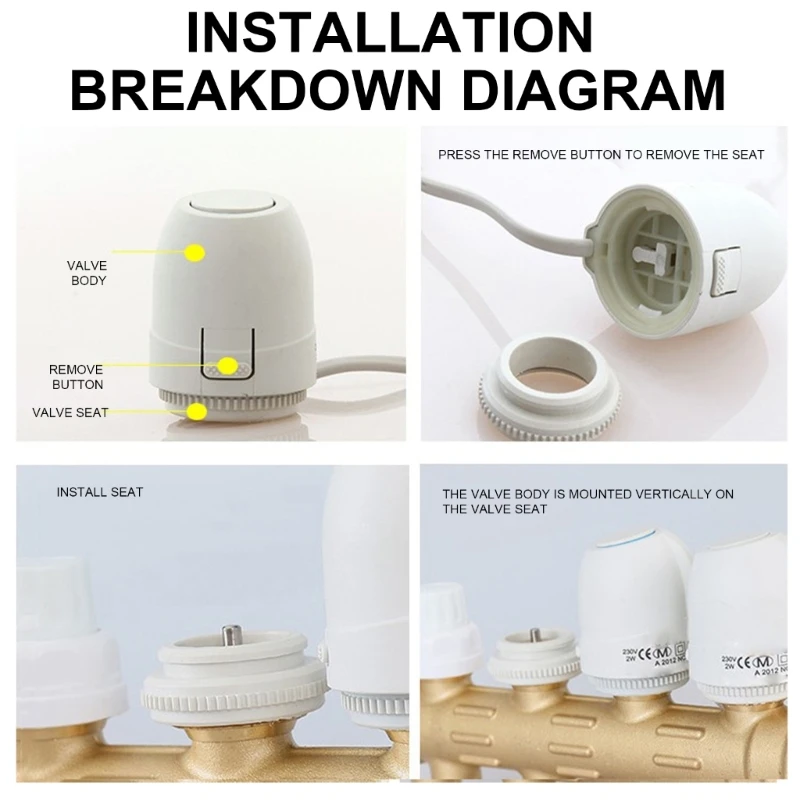220V NC Electric Thermal Actuator for Manifold Underfloor Heating Valves Dropship