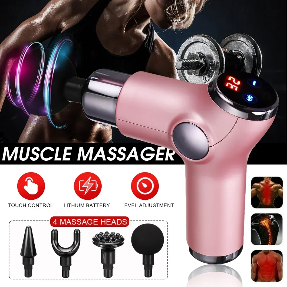 Charging Fascia Gun Mini Massage Gun 4 Heads Vibrating Massage Machine Muscle Relaxation Neck Back Pressing Massage Portable