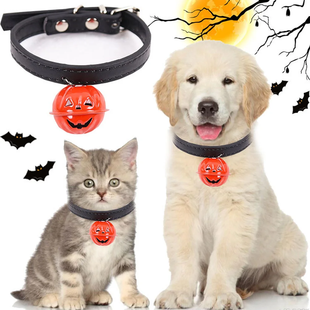 

Adjustable Pumpkin Bell Pet Collar Size S High Quality Comfortable Halloween Party Cat Dog Collar Pumpkin Caller