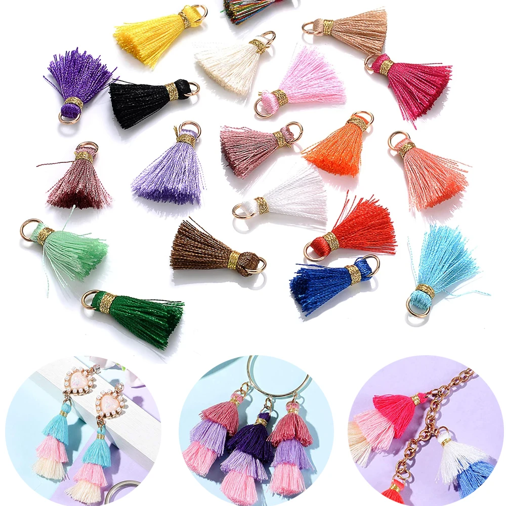 10/20/30Pcs 2cm Mini Tassel Multicolor Cotton Tassels For Jewelry DIY Earring Keychain Sewing Curtain Trim Fringe Accessories