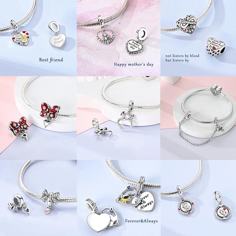 2026 Neuer 925 Sterling Silber Schleifen-Charm Herz Keltischer Knoten Perlen-Anhänger Passend für Europäische Armbänder DIY Damen Schmuck Geschenk – Detail 8