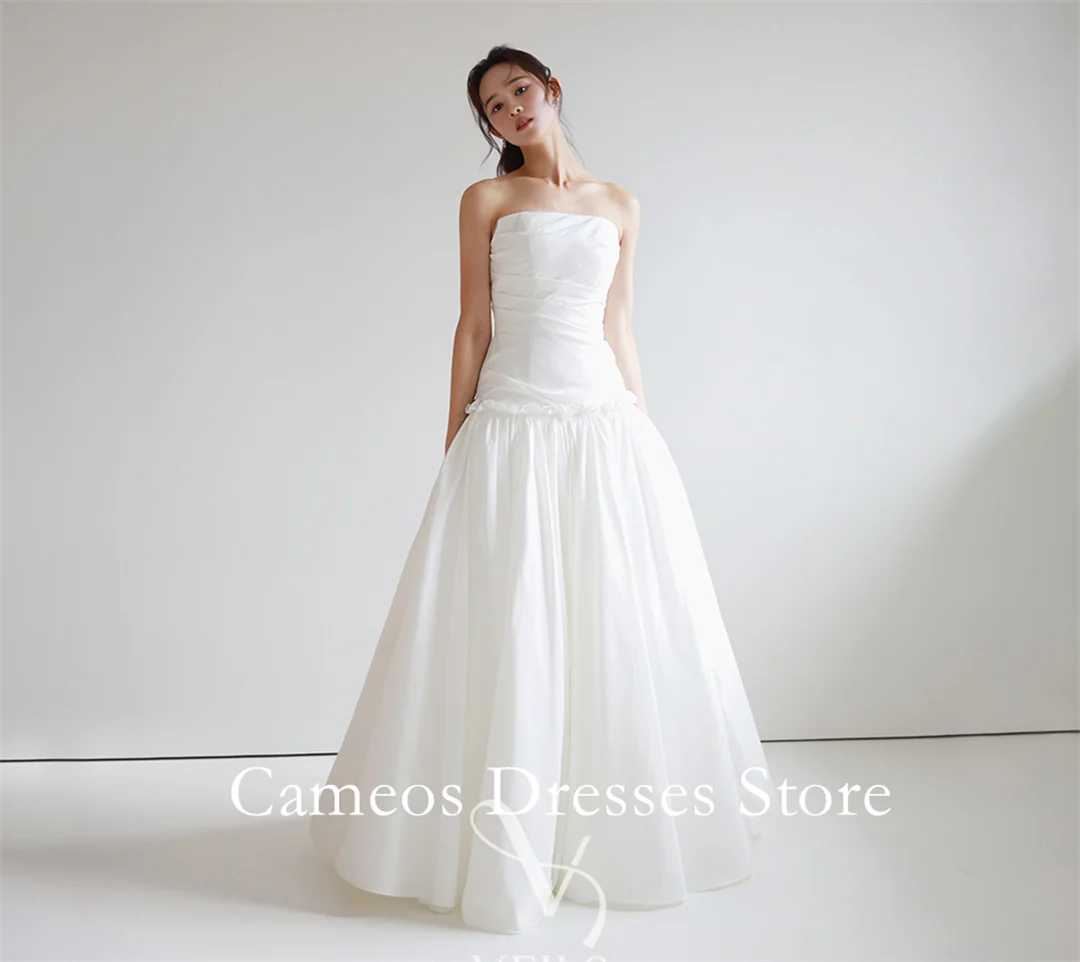 Sondr personalizado sem alças sem mangas vestidos de casamento simples a linha tafetá espartilho coreia vestidos de noiva feminino