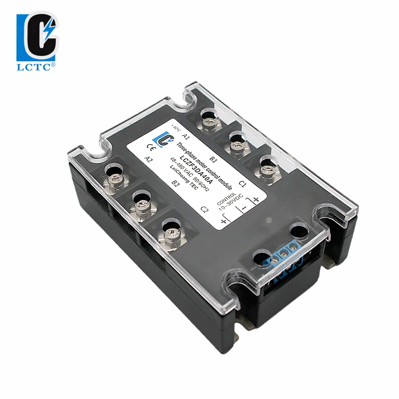 LCTC Three Phase Solid State Relay Forward and Reverse Control Relay DC Motor Stater 10A 25A 40A 60A 80A 10-30VDC 40-480VAC DA