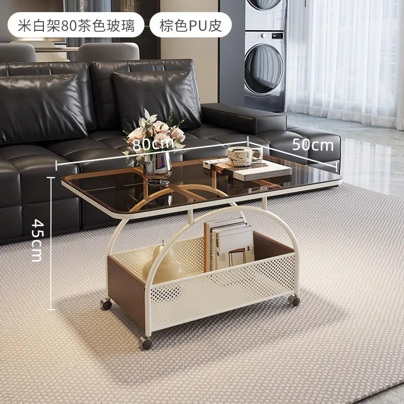 Light luxury movable coffee table small table living room sofa