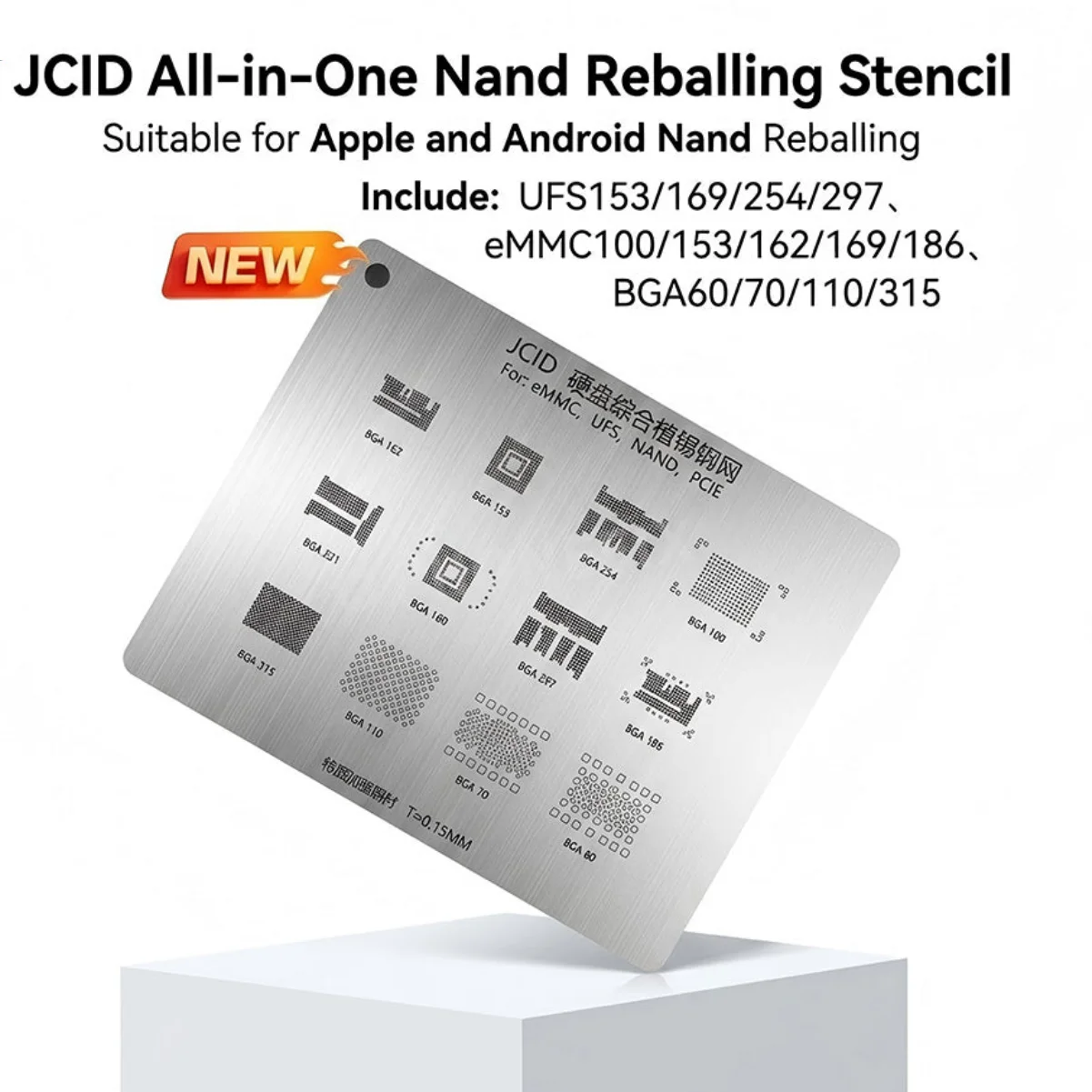 JCID BGA60-315 All-in-One eMMC UFS PCIE Nand Reballing Stencil Amaoe IPDY1 LCD Screen IC Hole Planting Tin iPhone11-17 Repair