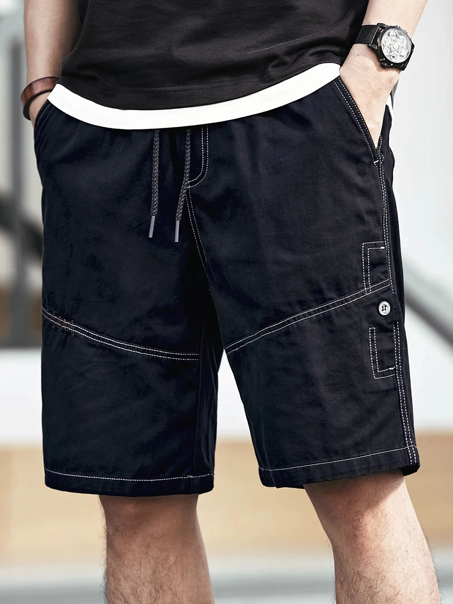 

Large Size 300 Pou American Sle Retro Workwear orts Men's Summer Loose Casual Japanese Sle Pure Cotton Five-Quarter ...