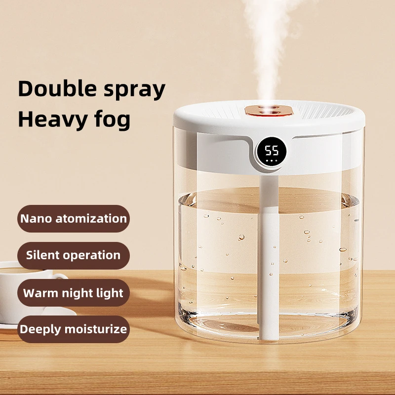 

2000ML Home Eletric Air Humidifier USB Dual Spray Ultrasonic Cool Mist Aroma Essential Oil Diffuser Humidifier with LED Lamp