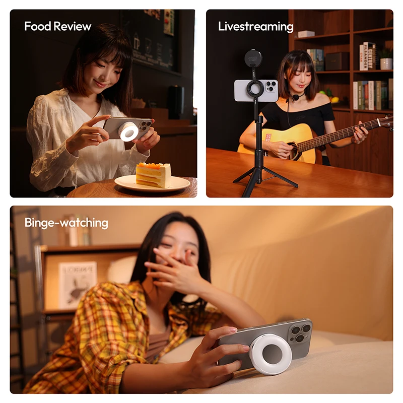 Ulanzi ML05 MagLock ملء الضوء 2500-9000K قبضة الهاتف المغناطيسي على الوجهين على شكل حلقة ضوء ناعم لمراجعة المواد الغذائية Vlog Studio Shot #3