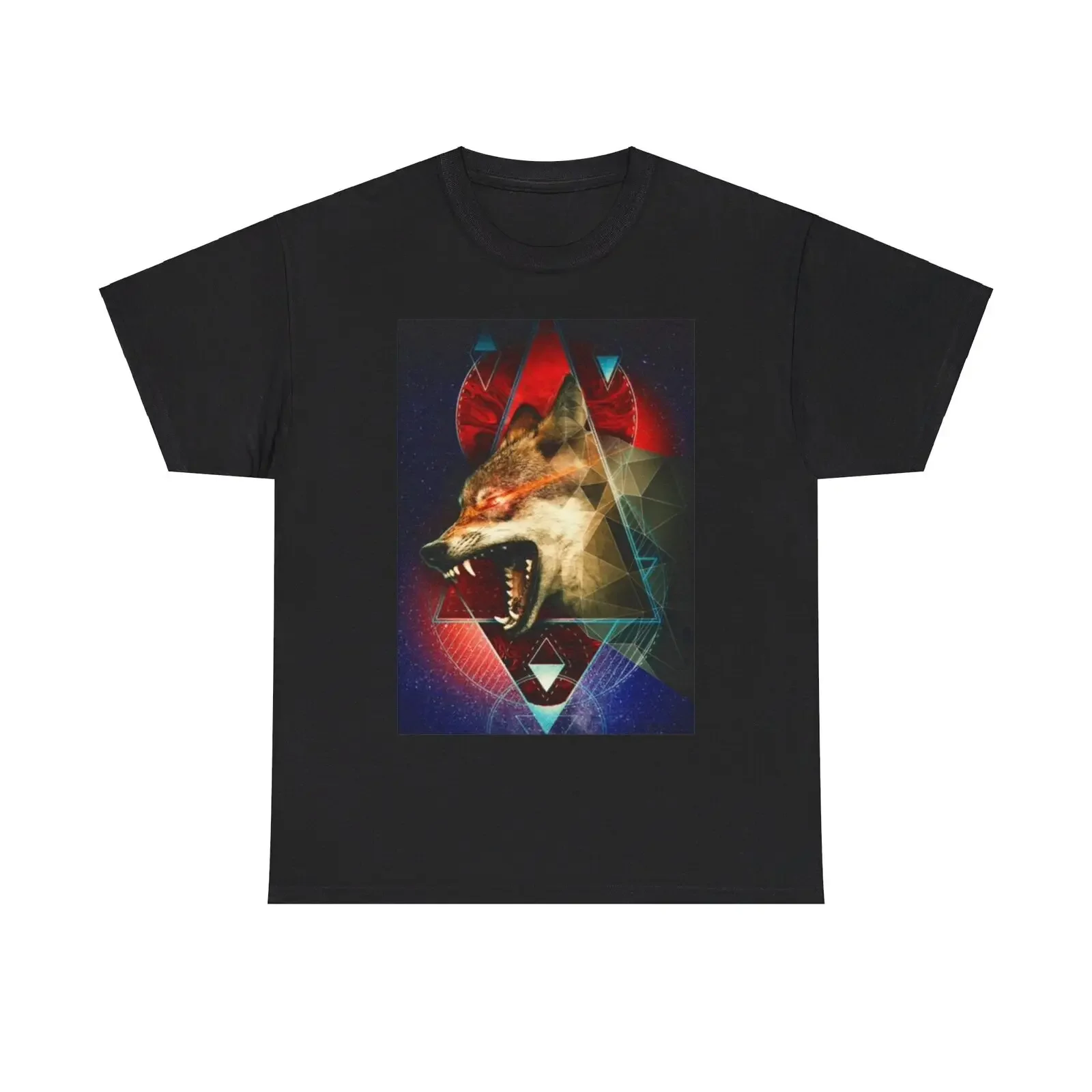 Wolf Howling In Space And Time Shirt Graphic Animals Unisex Heavy Cotton Tee