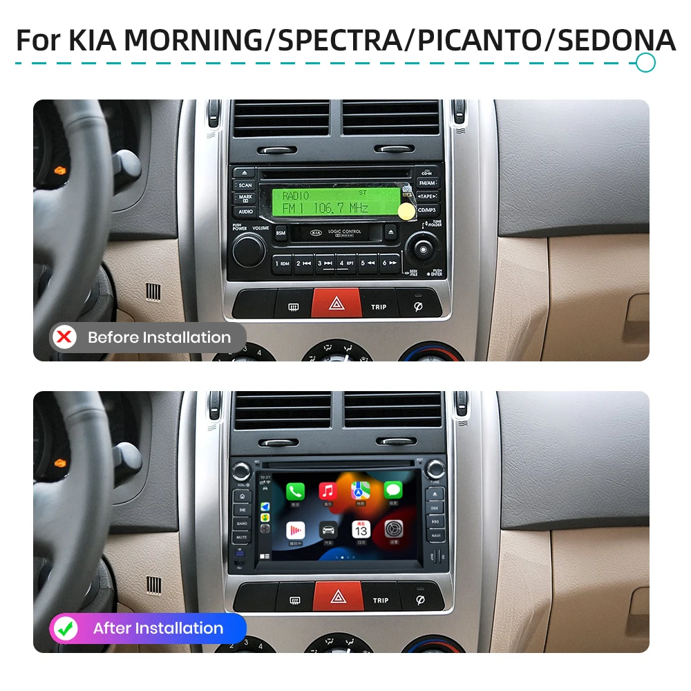 Android 12.0 Wireless CarPlay GPS Navigation Car Radio 4G WiFi Multimedia Player For Kia MORNING SPECTRA PICANTO SEDONA LOTZE