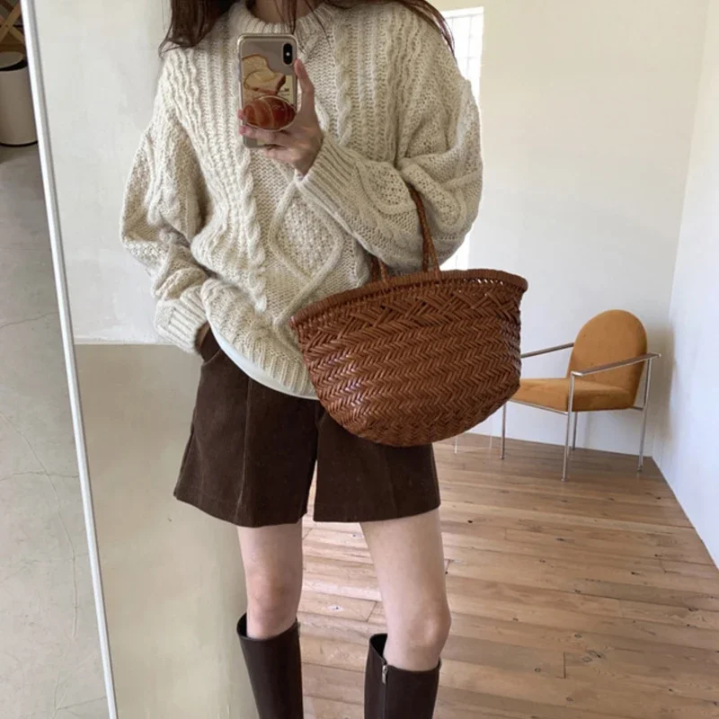 Korean Sle High Waist Corduroy Short Pants Casual Trousers Women's Versatile Wide Leg Pants Autumn Winter Fashion